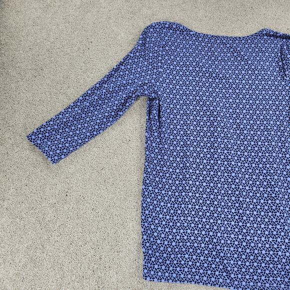 Talbots Womens Weekend Tee Large‎ Blue Printed Stretch Knit 3/4 Sleeve Pullover - Picture 10 of 12